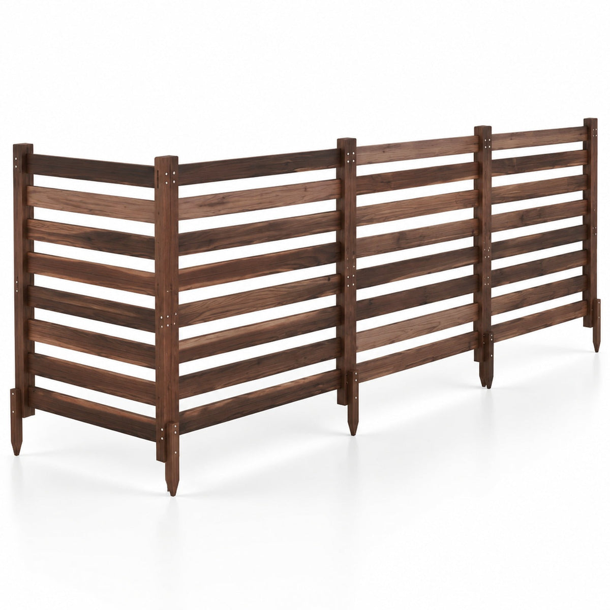 Airfind 4-Panel Wooden Outdoor Privacy Fence with Ground Stakes, Fir Wood, Product Dimensions of Each Screen 38.5 Inch, Brown