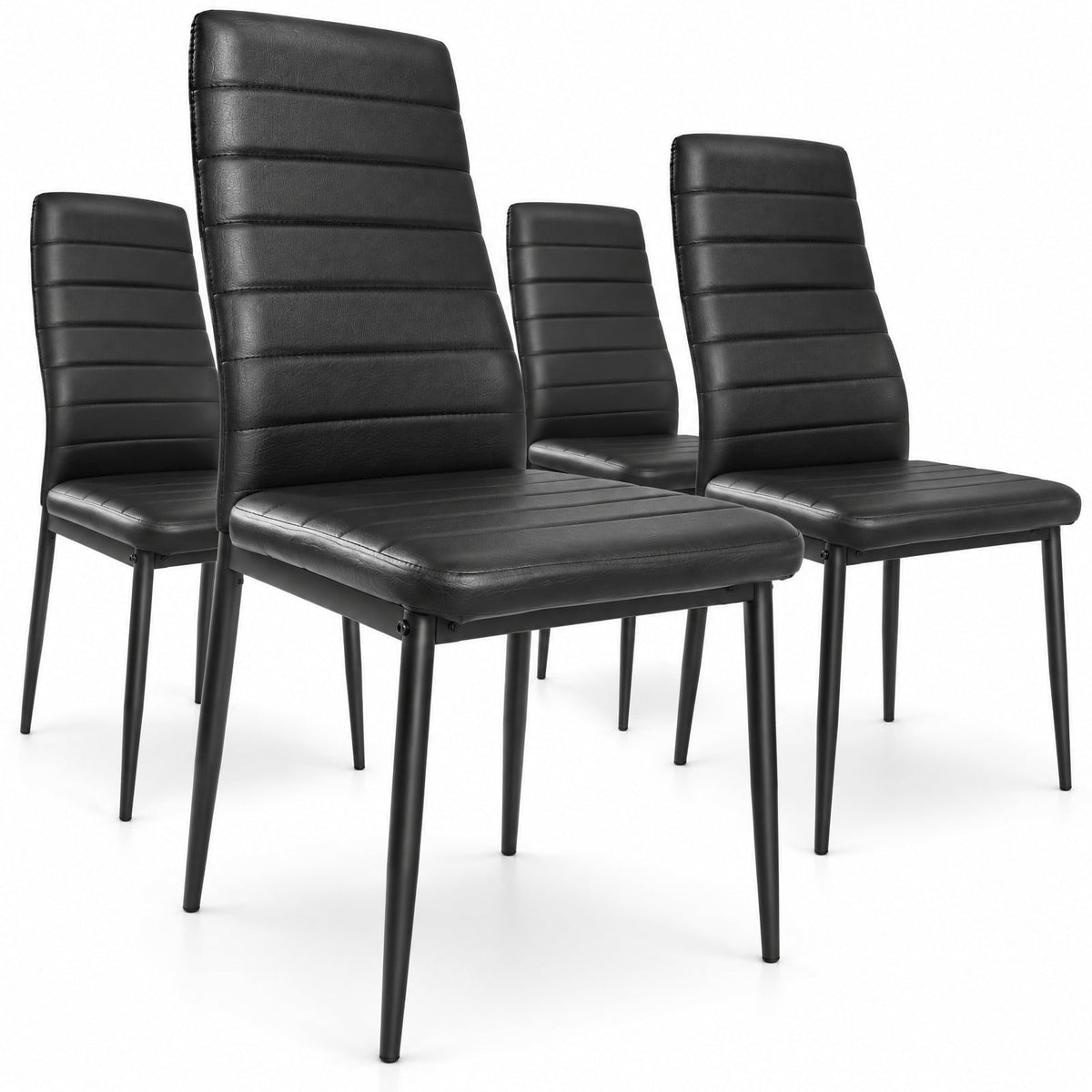 Airfind 4 Pieces Modern Leather Dinning Chairs Set with Metal Frame, 250 lbs Capacity, PVC Leather sponge steel Frame, 17 Inch x 20.5 Inch x 38 Inch Footprint