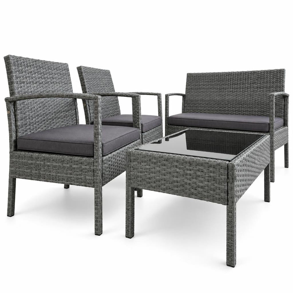Airfind 4 Pieces Outdoor Rattan Conversation Set with Comfortable Cushion, 800 lbs Capacity, Rattan Frame, 23 Inch x 23 Inch x 28.5 Inch Footprint