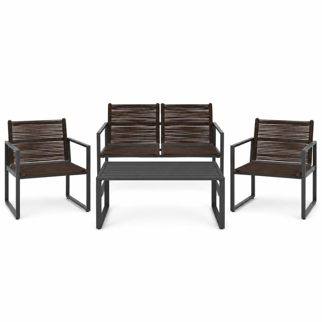 Airfind 4 Pieces Patio Furniture Conversation Set with Sofa Loveseat, 500 lbs Capacity, Steel polyester Frame, 24 Inch x 26 Inch x 32 Inch Footprint
