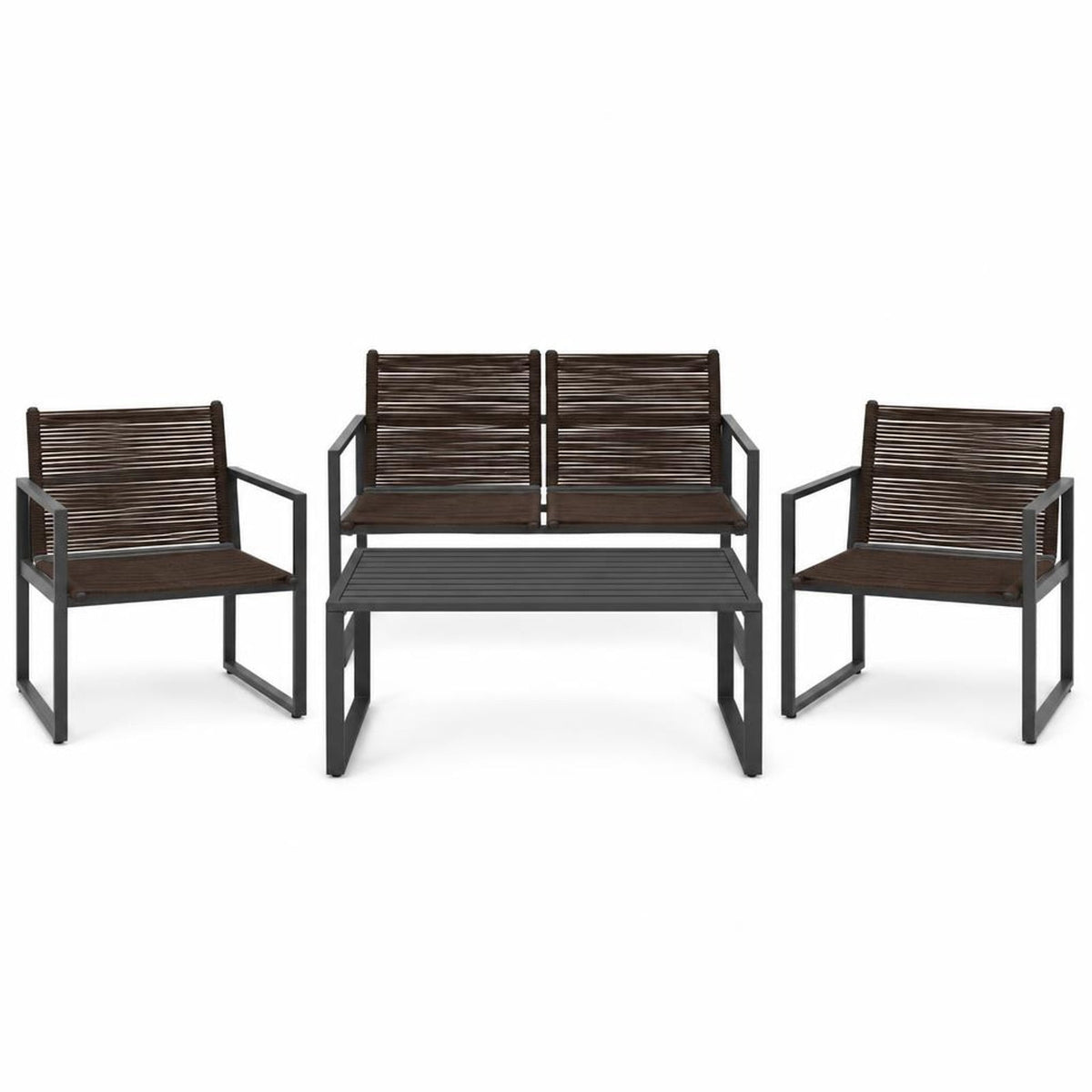 Airfind 4 Pieces Patio Furniture Conversation Set with Sofa Loveseat, 500 lbs Capacity, Steel polyester Frame, 24 Inch x 26 Inch x 32 Inch Footprint