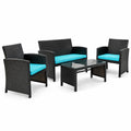 Airfind 4 Pieces Patio Rattan Cushioned Furniture Set, Rattan Frame, 43.5 x 25 x 31 Footprint, Product dimension of loveseat 43.5 x 25