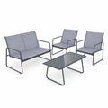 Airfind 4 Pieces of Metal Patio Furniture Chat Set with Tempered Glass Coffee Table, 660 lbs Capacity, Steel fabric Frame, 38 x 19 x 17 Footprint
