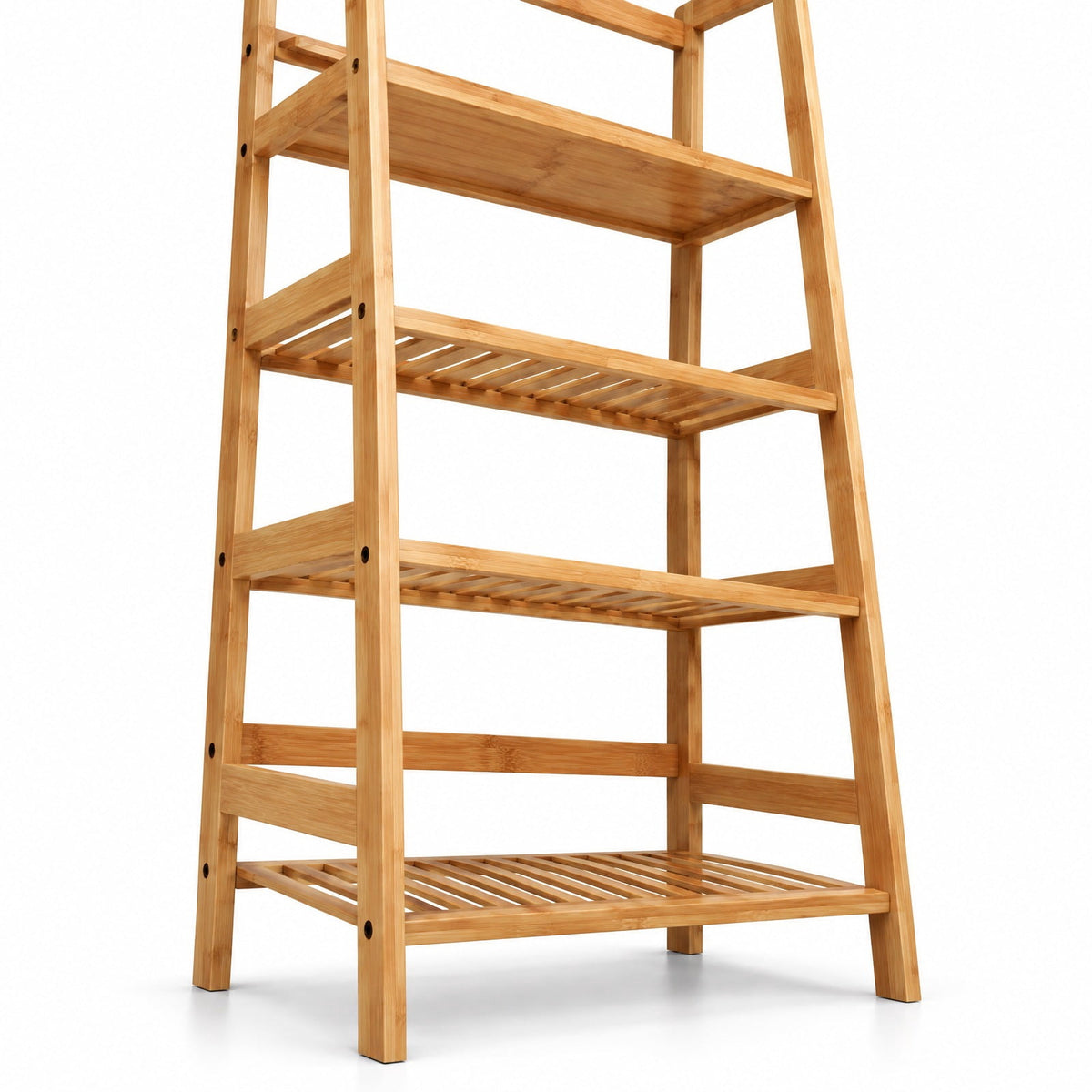 Airfind 4-Tier Bamboo Plant Rack with Guardrails Stable and Space-Saving, 22 lbs per tier Capacity, Bamboo Frame, 19 x 12.5 x 45 Footprint
