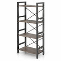 Airfind 4-Tier Bookshelf Narrow Freestanding Display Shelf with Metal Frame, 132 lbs Capacity, Engineered Wood Metal Frame, Rustic Brown + Black