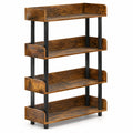 Airfind 4-Tier Bookshelf Open Bookcase with Anti-Tipping Kit Industrial Storage Unit, 33 lbs Capacity, Engineered Wood PE PP Frame, Brown