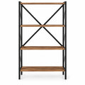 Airfind 4-Tier Bookshelf with Heavy-Duty Metal Frame, 5.5 lbs Capacity, Metal Engineered Wood Frame, Walnut