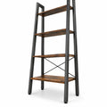 Airfind 4-Tier Bookshelf with Metal Frame and Adjustable Foot Pads, 200 lbs Capacity, Metal Engineered Wood Frame, Brown