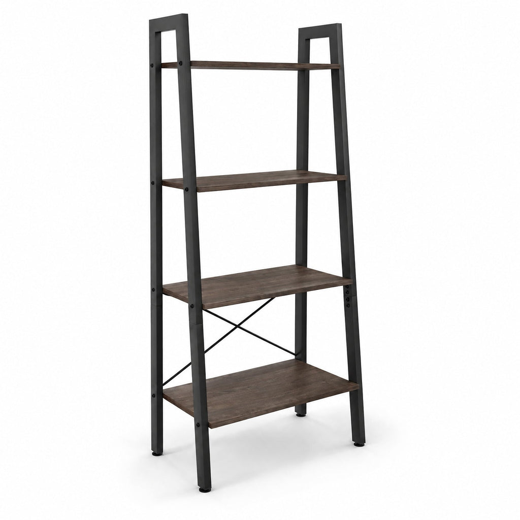 Airfind 4-Tier Bookshelf with Metal Frame and Adjustable Foot Pads, 200 lbs Capacity, Metal Engineered Wood Frame, Grey Oak