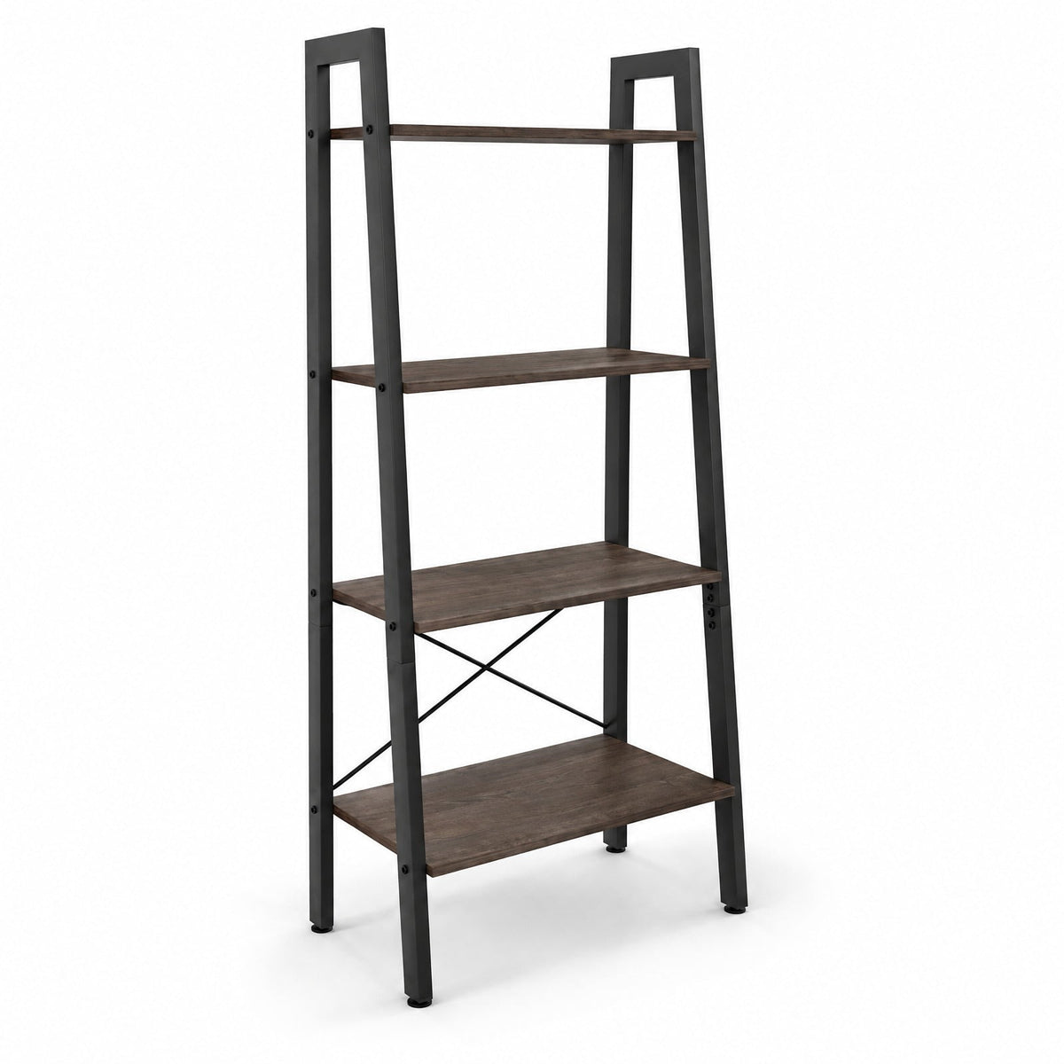 Airfind 4-Tier Bookshelf with Metal Frame and Adjustable Foot Pads, 200 lbs Capacity, Metal Engineered Wood Frame, Grey Oak