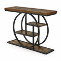 Airfind 4-Tier Console Table 41 Inches Entryway Table with Storage Shelves, 110 lbs Capacity, MDF Metal Frame, 41 Inch x 12 Inch x 31 Inch Footprint, Brown