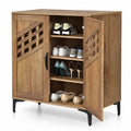 Airfind 4 Tier Farmhouse Shoe Storage Cabinet with Removable Shelves and Metal Legs, 180 lbs Capacity, Engineered Wood MDF Metal Frame, Walnut