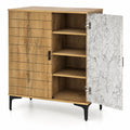 Airfind 4 Tier Farmhouse Shoe Storage Cabinet with Removable Shelves and Metal Legs, 180 lbs Capacity, Engineered Wood MDF Metal Frame