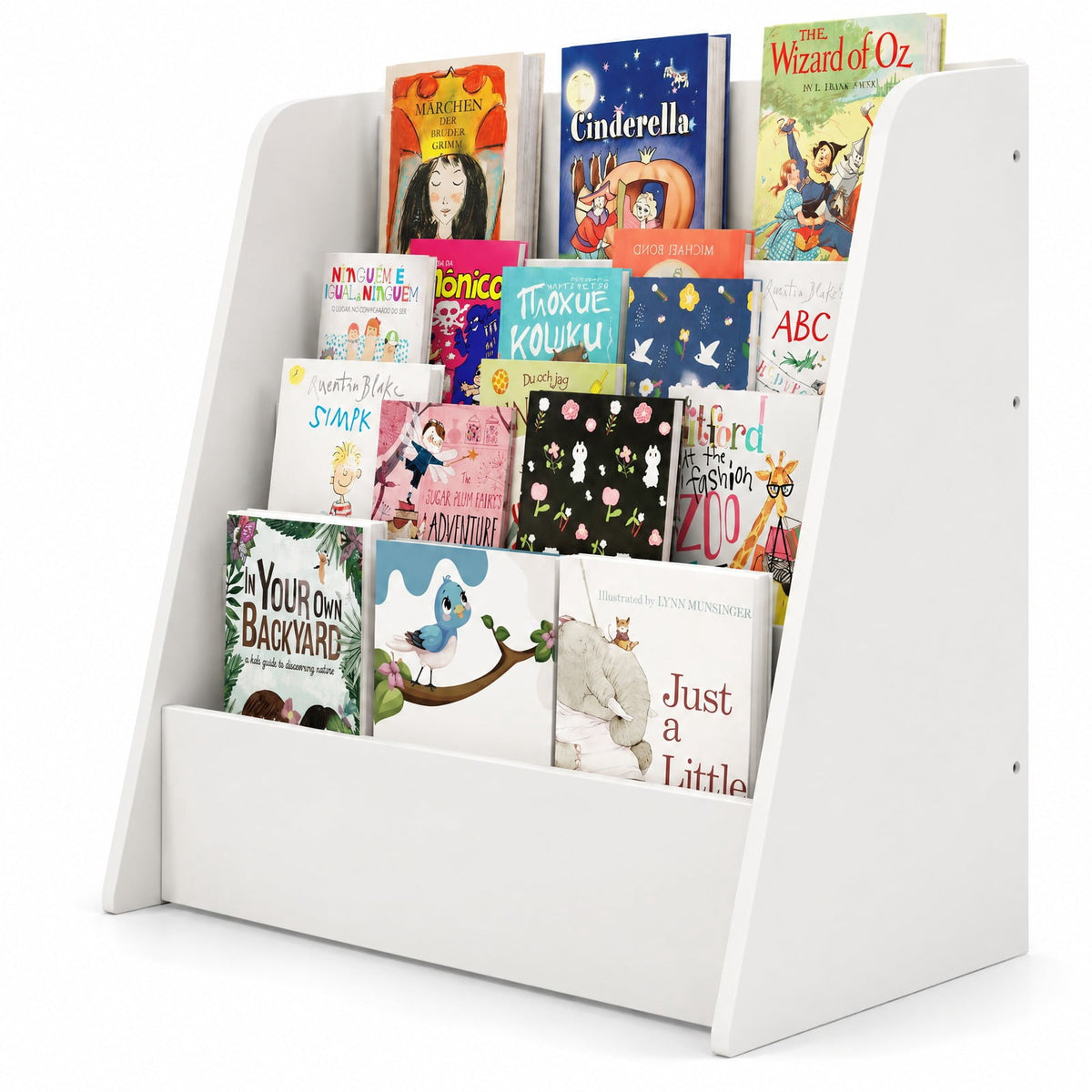 Airfind 4-Tier Kids Bookshelf with Deep Compartments for Bedroom, White, 4 open and deep compartments for book storage