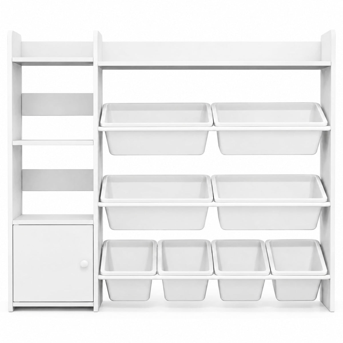 Airfind 4-Tier Kids Toy Storage Organizer Bookshelf and Toy Storage Rack with Door, 22 lbs Capacity, PP Metal MDF Frame, White