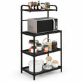 Airfind 4-Tier Kitchen Microwave Storage Rack with Metal Shelves, 55 lbs Capacity, Iron Frame, 23.5 x 13.5 x 53.5 Footprint, Black