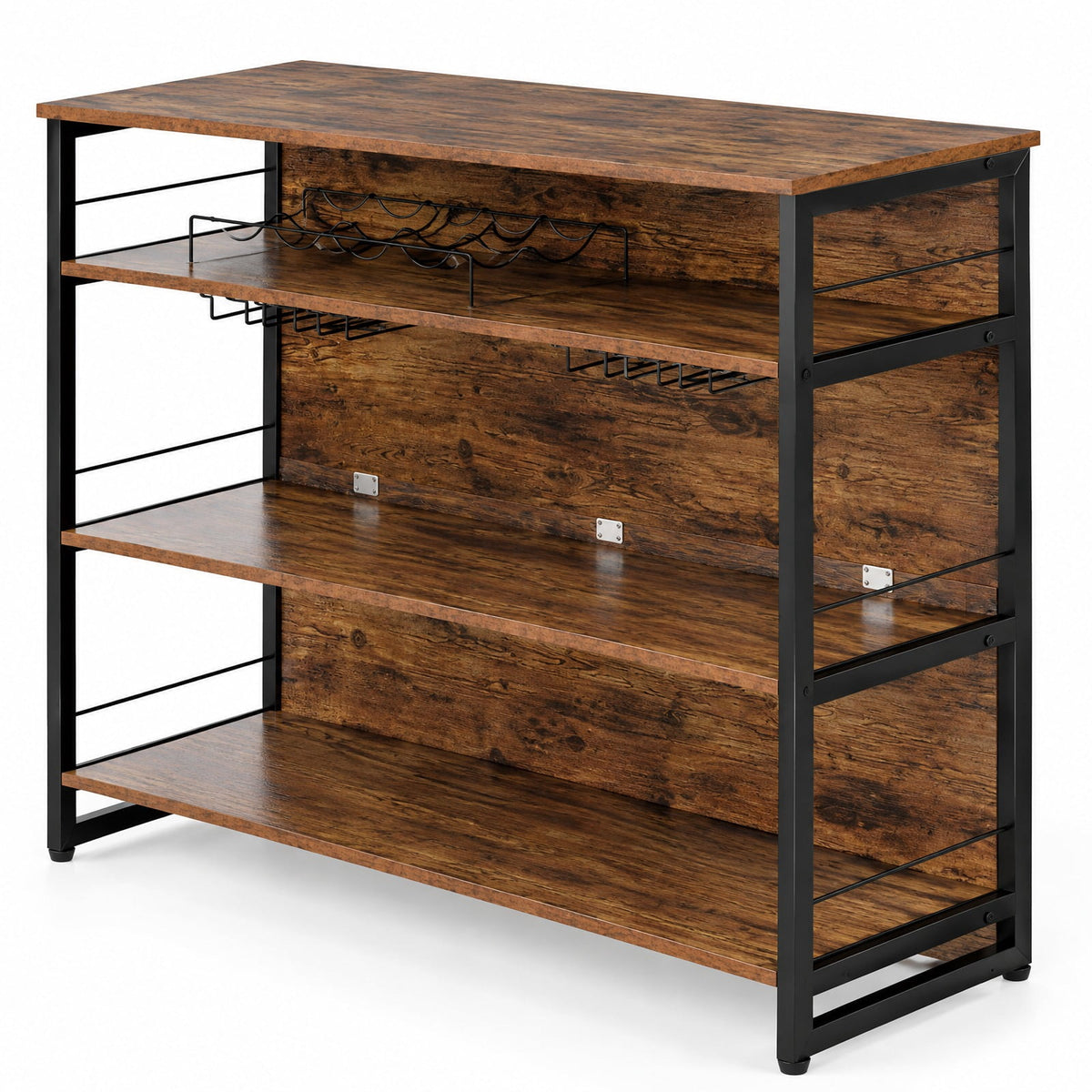Airfind 4-Tier Mini Bar Kitchen Island with Footrest and Wine Rack, 44 lbs Capacity, Engineered Board Metal Frame, 47 Inch x 23.5 Inch x 40 Inch Footprint