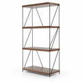 Airfind 4-Tier Multipurpose Display Rack with Metal Frame, Industrial Bookshelf with Anti-Tipping Kit, MDF Shelves, 24 x 11.5 x 41.5, Walnut