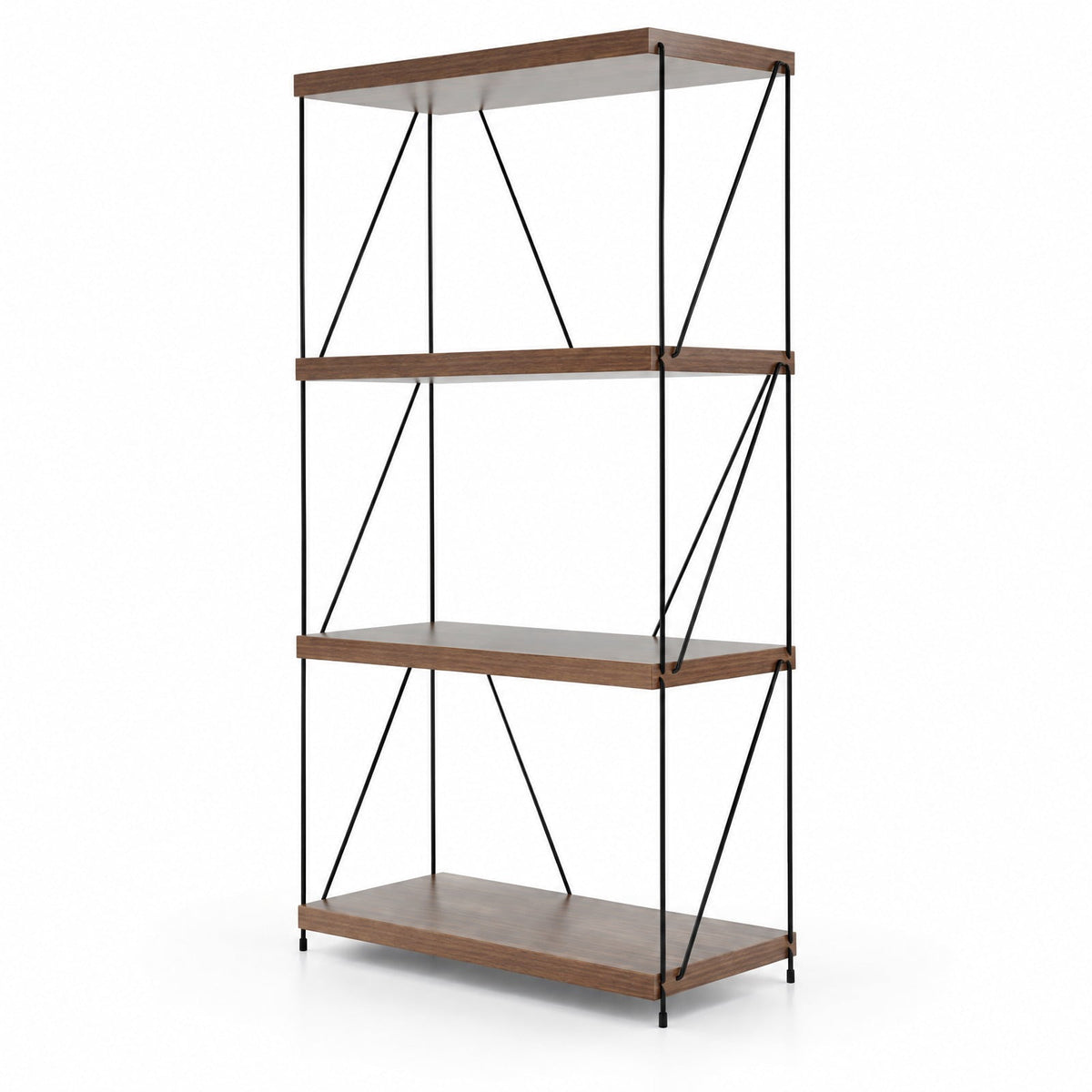 Airfind 4-Tier Multipurpose Display Rack with Metal Frame, Industrial Bookshelf with Anti-Tipping Kit, MDF Shelves, 24 x 11.5 x 41.5, Walnut