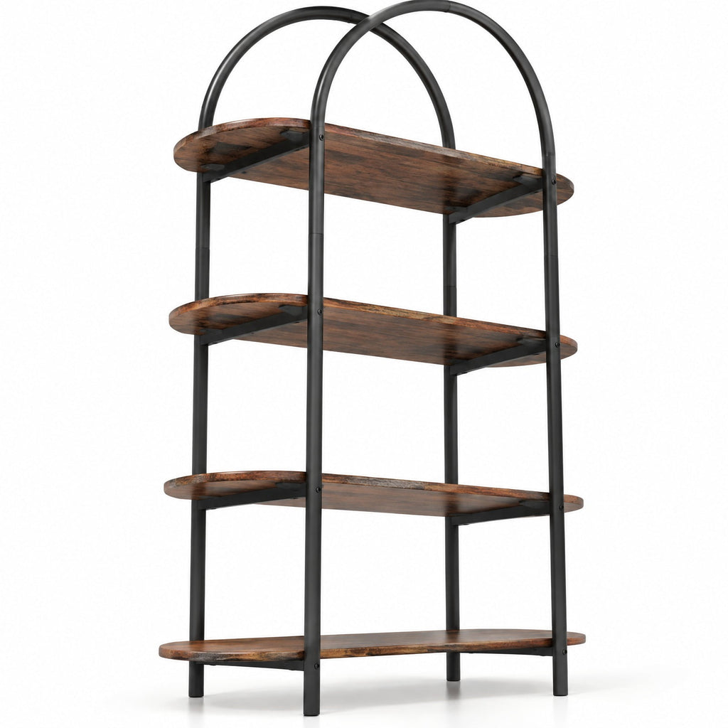 Airfind 4-Tier Open Bookcase with Sturdy Metal Frame for Living Room, 33 lbs Capacity, Metal Engineered Wood Frame, 37.5 x 13.5 x 61.5 Footprint