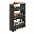 Airfind 4-Tier Rolling Storage Cart Slim Kitchen Cart on Wheels with Open Shelves and Handle, 15 lbs Capacity, Engineered Wood Metal Frame, Black