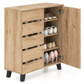 Airfind 4-Tier Shoe Cabinet 2-Door Storage Organizer with Louvered Door, 90 lbs Capacity, MDF Engineered Wood Frame, 31.5 x 13 x 34.5 Footprint