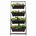 Airfind 4-Tier Vertical Raised Garden Bed with 4 Containers and Drainage Holes, Metal PE S Frame, 26 x 20.5 x 49 Single Footprint, Black+ Brown