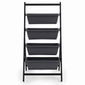 Airfind 4-Tier Vertical Raised Garden Bed with 4 Containers and Drainage Holes, Plastic Metal Frame, 26 x 20 x 49 Footprint, Black