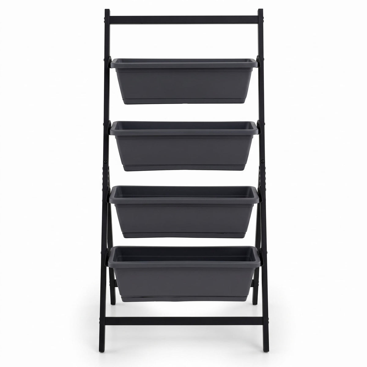 Airfind 4-Tier Vertical Raised Garden Bed with 4 Containers and Drainage Holes, Plastic Metal Frame, 26 x 20 x 49 Footprint, Black
