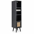 Airfind 4 Tiers Rattan Storage Cabinet with Slim Design, 135 lbs Capacity, Engineered Wood Solid Wood Rattan Frame, 12 x 12 x 54 Footprint, Black