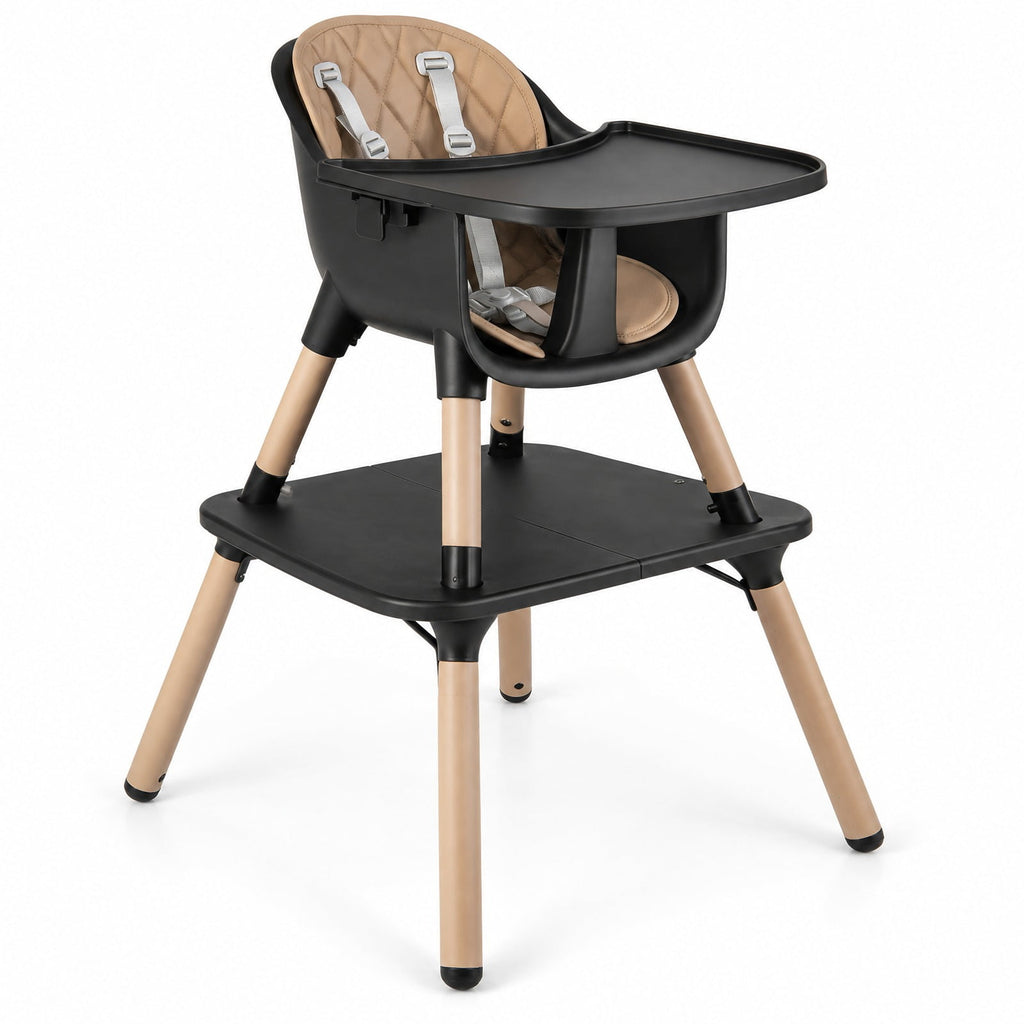 Airfind 4-in-1 Youth Convertible Youth Table Chair Set featuring PU Cushion, 33 lbs Capacity, PU PP Metal Frame, for 6-36 Months, Brown