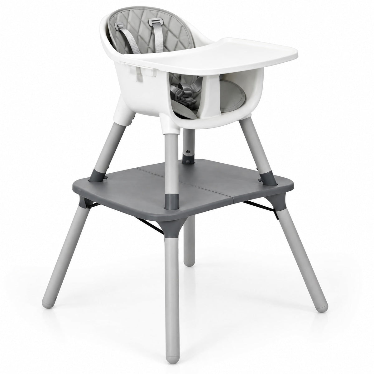 Airfind 4-in-1 Baby Convertible Toddler Table Chair Set with PU Cushion, 33 lbs Capacity, PU PP metal Frame, for 6-36 months, Gray
