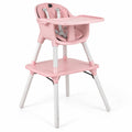 Airfind 4-in-1 Baby Convertible Toddler Table Chair Set with PU Cushion, 33 lbs Capacity, PU PP metal Frame, for 6-36 months, Pink