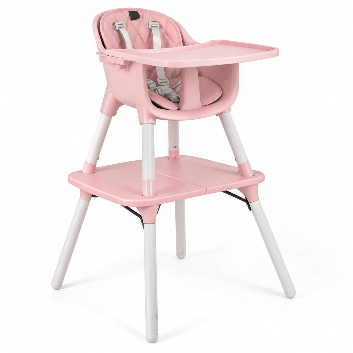 Airfind 4-in-1 Baby Convertible Toddler Table Chair Set with PU Cushion, 33 lbs Capacity, PU PP metal Frame, for 6-36 months, Pink