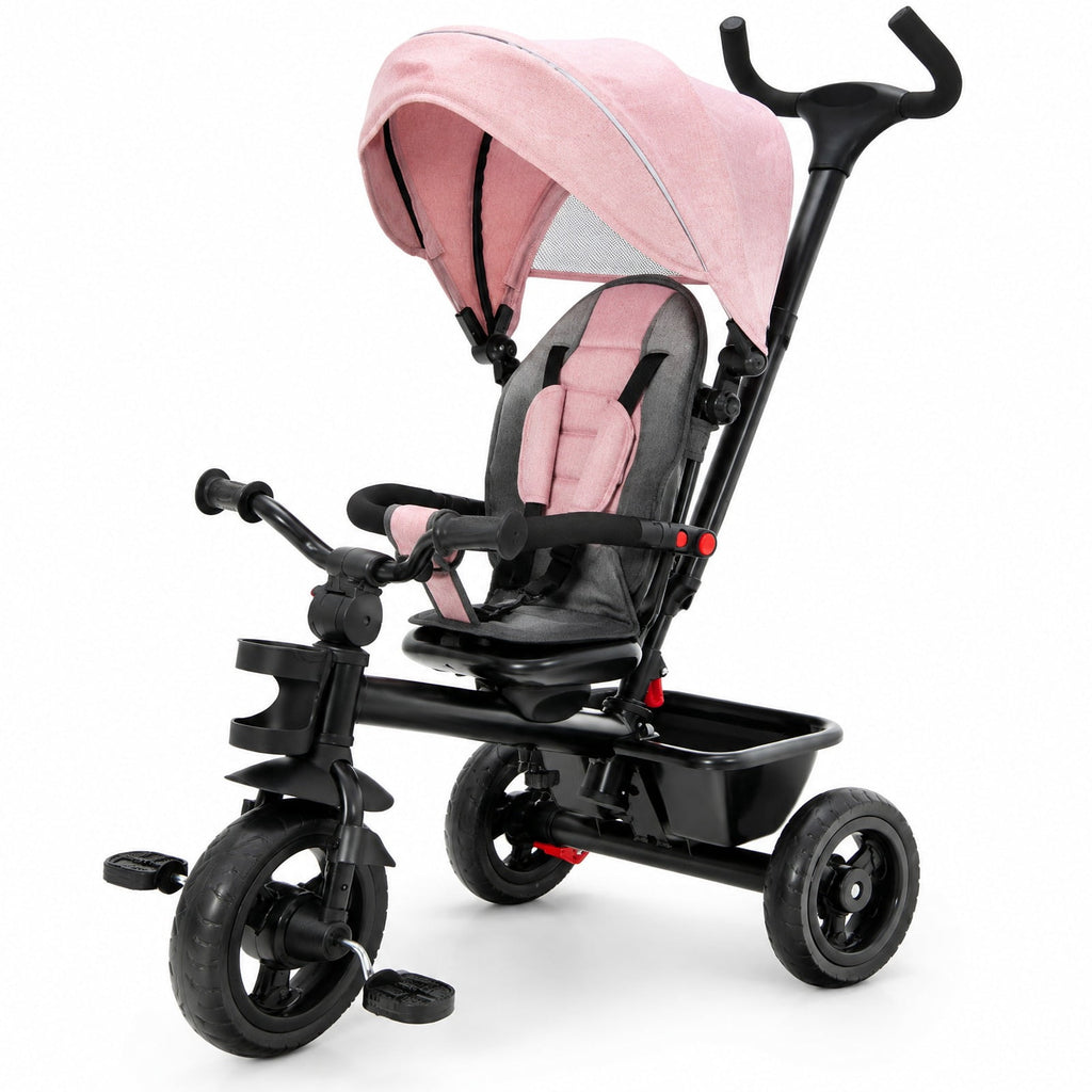 Airfind 4-in-1 Baby Tricycle Toddler Trike with Convertible Seat, 55 lbs Capacity, Steel polyester fabric PP EVA Frame, Pink