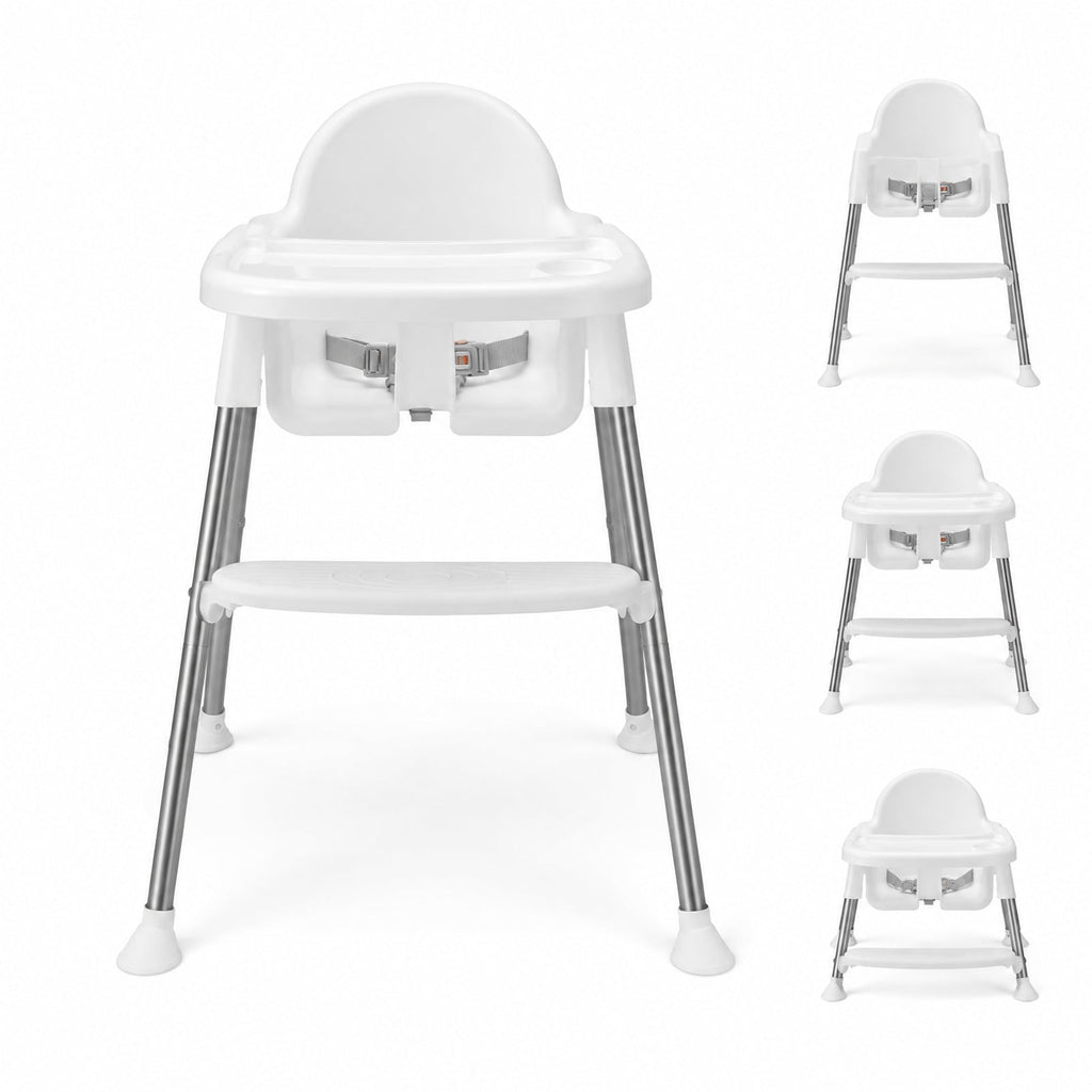 Airfind 4-in-1 Convertible Youth High Chair with Removable Double Tray, 33 lbs Capacity, PP Frame, for 6-36 Months, 26 Inch x 23.5 Inch x 33.5 Inch, White
