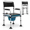 Airfind 4-in-1 Folding Bedside Commode Chair with Detachable Bucket and Towel Holder, 440 lbs Capacity, Carbonized Steel PVC Leather Frame, Silver