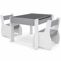 Airfind 4-in-1 Wooden Activity Kids Table and Chairs with Storage and Detachable Blackboard, 66 lbs Capacity, MDF Frame, for 3-6 Years old, Gray