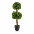 Airfind 40 Inch Artificial Boxwood Topiary Ball Tree for Front Porch Patio Home, PP Cement PE for Convenient Everyday Use, Green