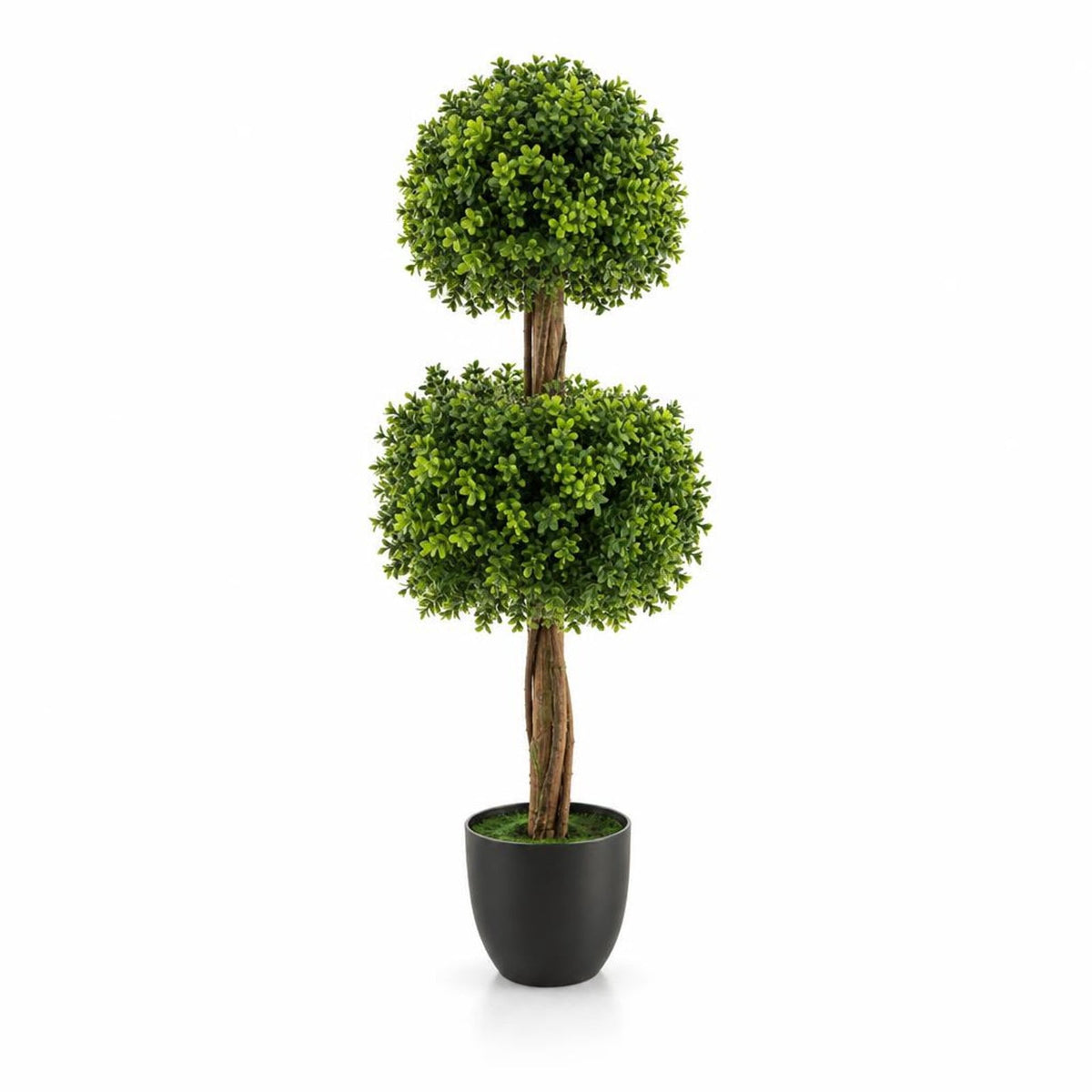Airfind 40 Inch Artificial Boxwood Topiary Ball Tree for Front Porch Patio Home, PP Cement PE for Convenient Everyday Use, Green