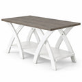 Airfind 40 Inch Farmhouse Wooden Coffee Table with Storage Shelf with X-shaped Legs, 155 lbs Capacity, Rubber Wood Plywood MDF Frame, Gray