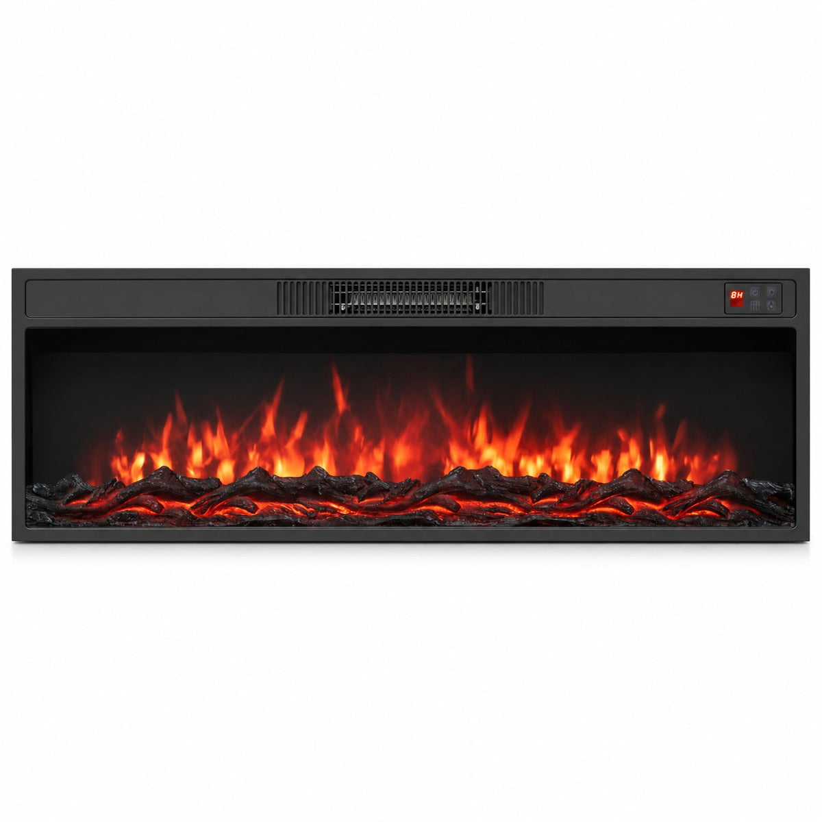 Airfind 40 Inch Recessed Electric Fireplace Heater with Adjustable Flame Colors and Brightness, Metal Tempered Glass 36 inch Frame, Black