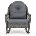 Airfind 400 LBS Patio Rattan Rocker Chair with Anti-Tip Stoppers and Thick Cushions for Porch, 400 lbs Capacity, 25 x 29 x 34 Footprint, Gray