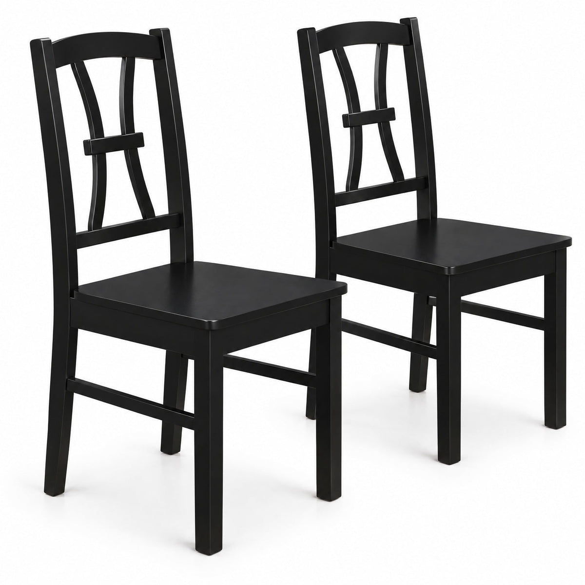 Airfind 400 lbs Capacity Dining Chair Set of 2 with Cross Backrest and Rubber Wood Frame, 400 lbs Capacity, Rubber Wood Engineered Wood Frame, Black