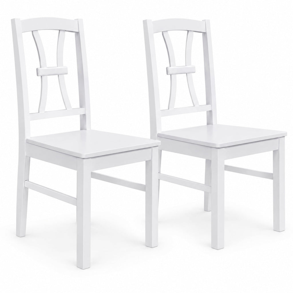 Airfind 400 lbs Capacity Dining Chair Set of 2 with Cross Backrest and Rubber Wood Frame, 400 lbs Capacity, Rubber Wood Engineered Wood Frame, White
