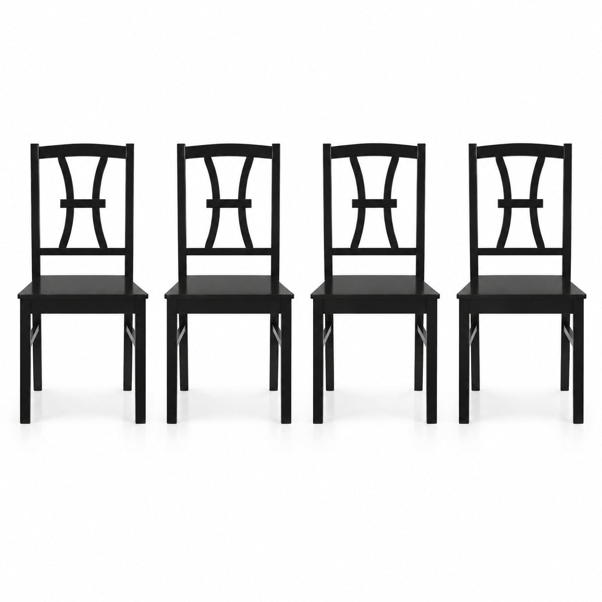 Airfind 400 Lbs Capacity Dining Chair Set of 4 with Cross Backrest and Rubber Wood, 400 Lbs Capacity, Rubber Wood Engineered Wood, Black