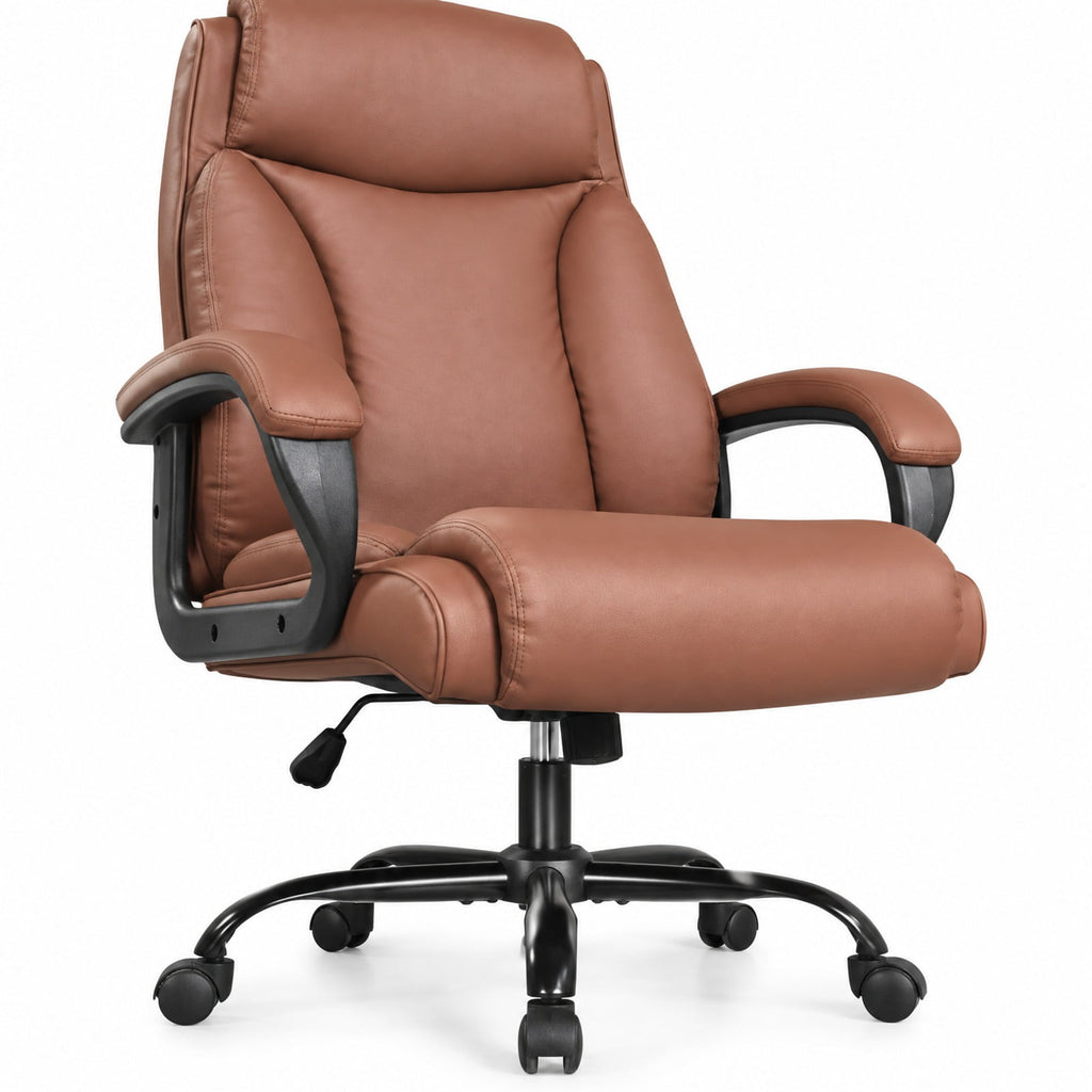 Airfind 400LBS Big and Tall Chair High Back Executive Chair Ergonomic Leather Computer Chair, 400 lbs Capacity, Brown