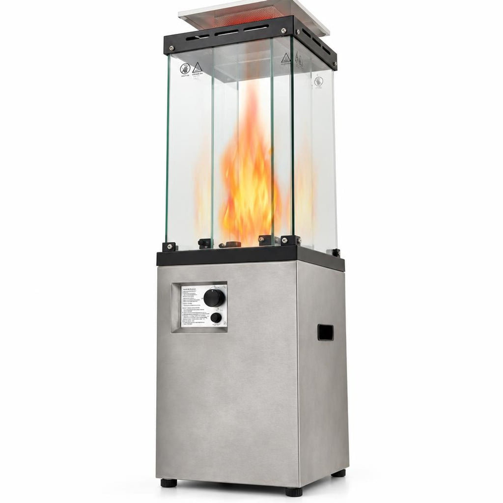 Airfind 41 000 BTU Propane Patio Heater with Metal Hood, 15.5 x 15.5 x 62 (L x W x H) Heat Output: 41 000 BTU Footprint, Gray
