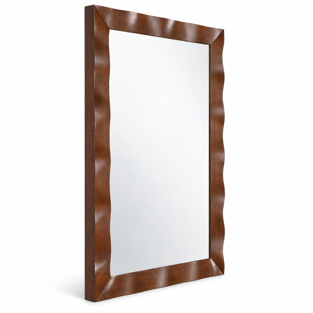 Airfind 41.5 x 28 inches Farmhouse Wall Mirror with Solid Wood Frame, Brown, Stable MDF back boards for added sturdiness