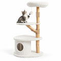 Airfind 41 Inch Tall Modern Cat Tower with Real Wood Branches Scratching Posts for Indoor, Beige, a distinctive shape and rich wood grain